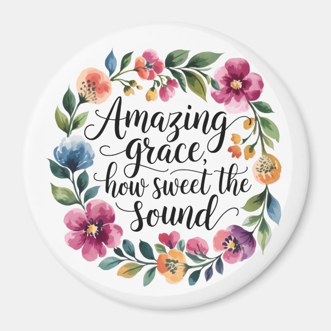 Floral Amazing Grace Magnet (Front)