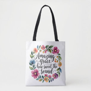 Floral Amazing Grace Tote Bag