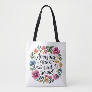 Floral Amazing Grace Tote Bag