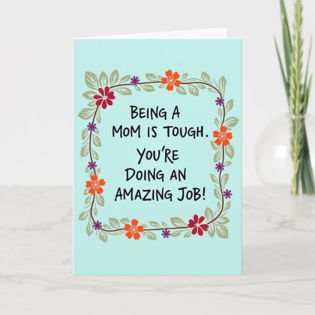 Floral Amazing Mom Job Card (Front)