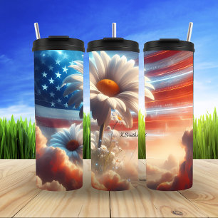 Floral American Flag Dreamscape Thermal Tumbler