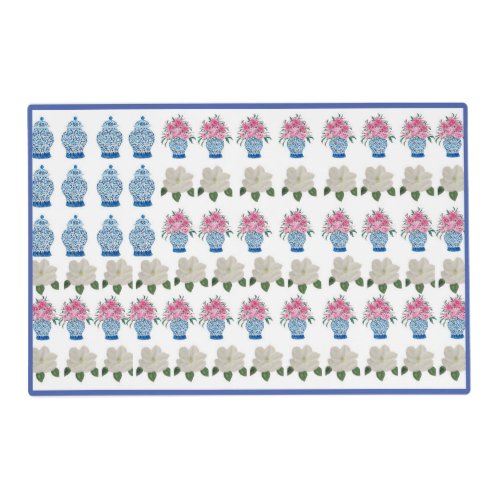 Floral American Flag  Ginger Jar Placemat Mat