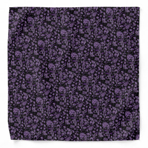 Floral Amethyst Jewel Tone Rose Vine Bandana