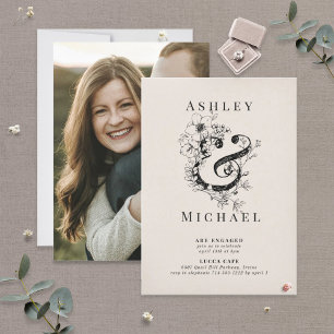 FLORAL AMPERSAND Blush Photo Engagement Party Invitation