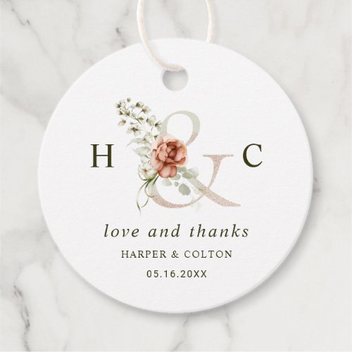 Floral Ampersand Elegant Wedding Thank You Favor Tags