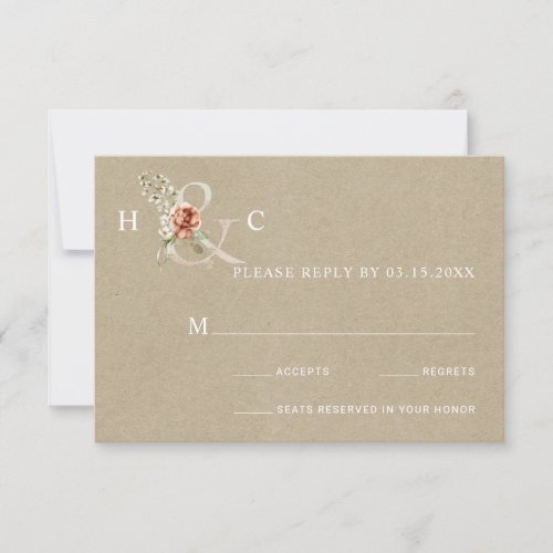 Floral Ampersand Rustic Kraft Wedding RSVP Card