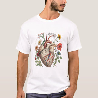 Floral Anatomical Heart Bouquet T-Shirt