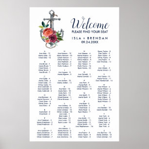 Floral Anchor Autumn Alphabetical Seating Chart