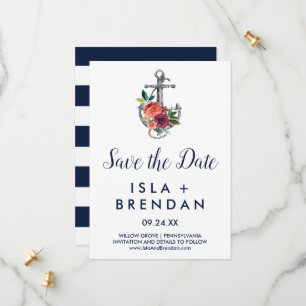 Floral Anchor   Autumn Save the Date Card