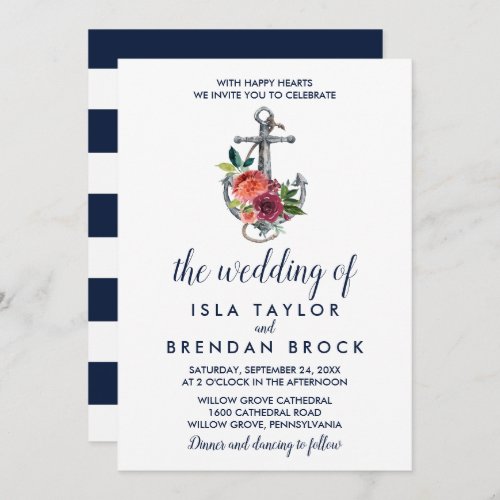 Floral Anchor  Autumn The Wedding Of Invitation