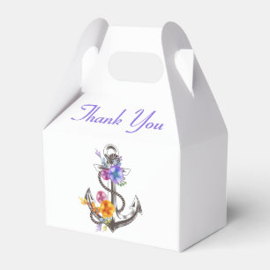 Floral Anchor Beach Summer Nautical Wedding Favor Boxes