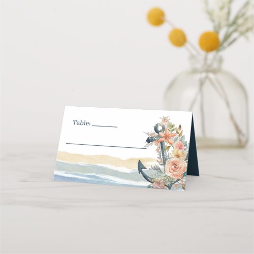 Floral Anchor Birthday Party Place Card