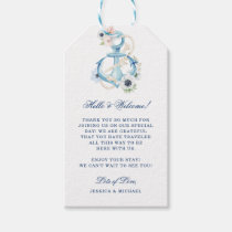 Floral Anchor Blue Stripes Beach Wedding Welcome Gift Tags