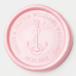 Floral Anchor Custom Names Wedding Wax Seal Sticker