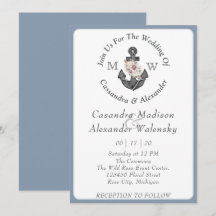 Floral Anchor Nautical Wedding Dusty Blue 