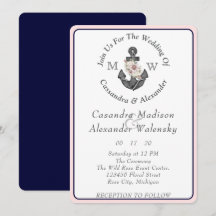 Floral Anchor Nautical Wedding Pink Navy Blue