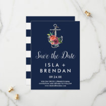 Floral Anchor | Navy Autumn Save the Date Card