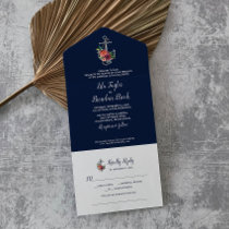 Floral Anchor | Navy Autumn Song Request Wedding A All In One Invitation