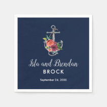 Floral Anchor | Navy Autumn Wedding Napkins