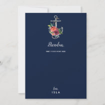 Floral Anchor | Navy Autumn Wedding Vows Card