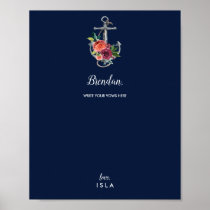Floral Anchor | Navy Autumn Wedding Vows Poster