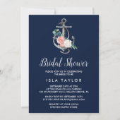 Floral Anchor | Navy Summer Bridal Shower Invitation (Front)