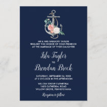 Floral Anchor | Navy Summer Formal Wedding Invitation