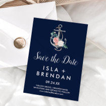 Floral Anchor | Navy Summer Save the Date Card