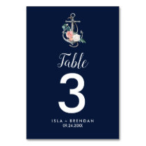 Floral Anchor | Navy Summer Table Number