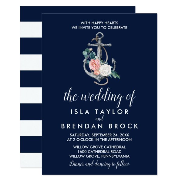 256106408028535949 Floral Anchor | Navy Summer The Wedding Of Invitation