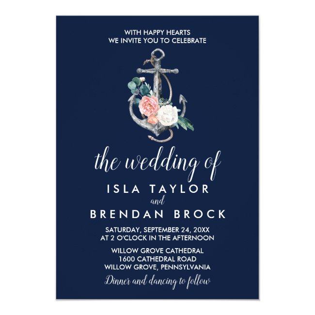 Floral Anchor | Navy Summer The Wedding Of Invitation