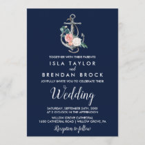 Floral Anchor | Navy Summer Wedding Invitation