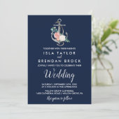 Floral Anchor | Navy Summer Wedding Invitation (Standing Front)