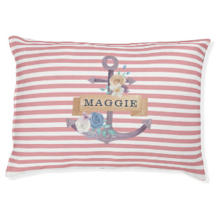 floral anchor preppy monogram pet bed