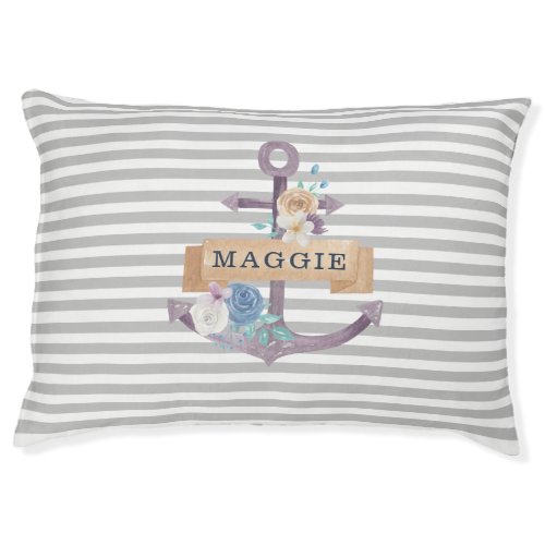 floral anchor preppy monogram pet bed