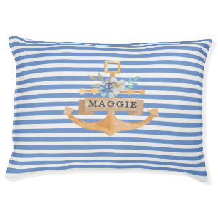 floral anchor preppy monogram pet bed
