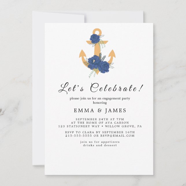 Floral Anchor Summer Party Invitation (Front)