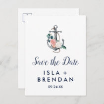 Floral Anchor | Summer Save the Date Postcard
