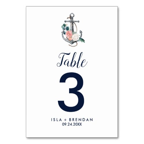 Floral Anchor  Summer Table Number