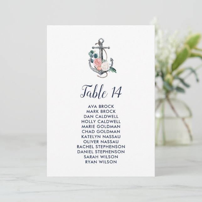 Floral Anchor | Summer Table Number Seating Chart (Standing Front)