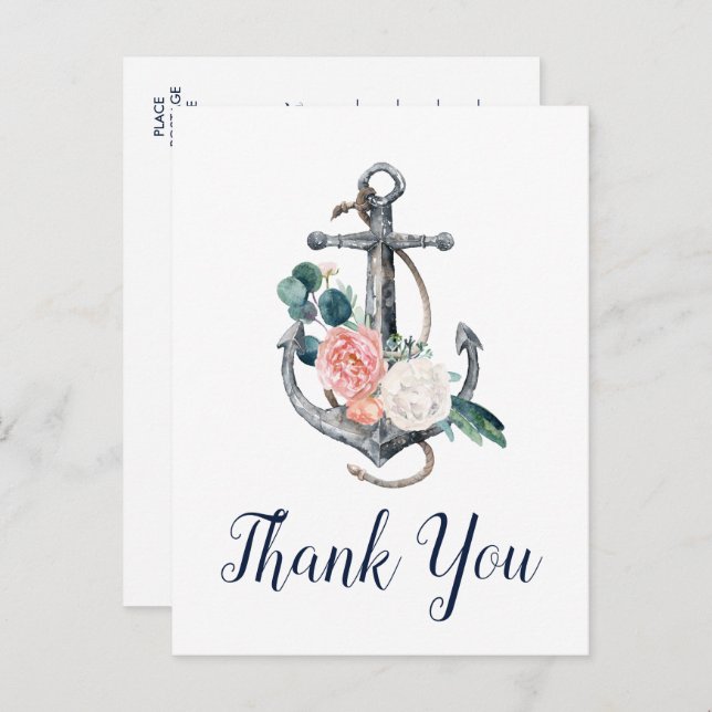 Floral Anchor | Summer Thank You Postcard (Front/Back)