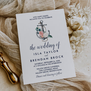 Floral Anchor Summer The Wedding Of Invitation