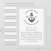 Floral Anchor White Silver Gray Nautical Wedding 