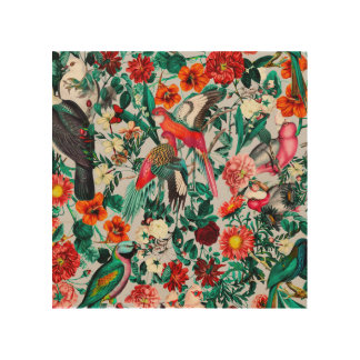 FLORAL AND BIRDS XIV-II WOOD WALL ART