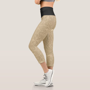 Floral And Black Design Zazzle_Growshop. Capri Leggings