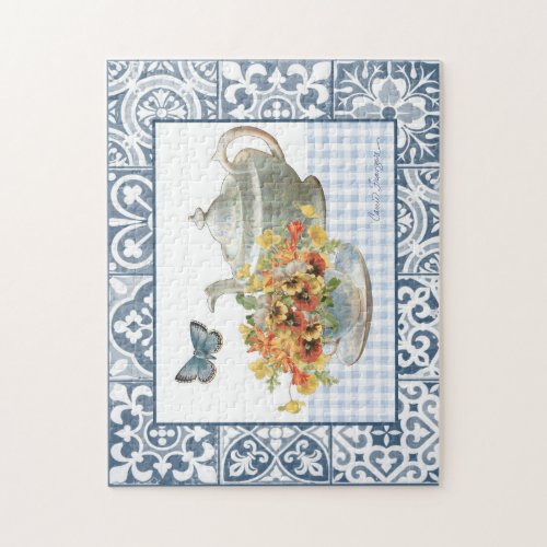 Floral and Blue Butterfly Tea Party Puzzle