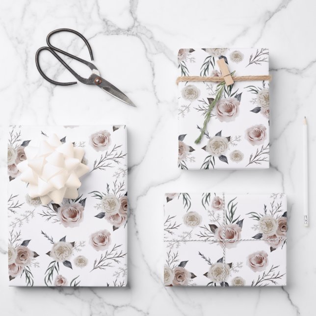 Floral and Botanical Wrapping Paper Sheets (Front)