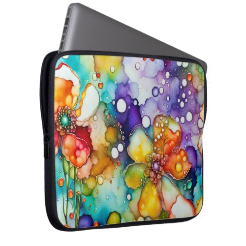 Floral and Bubbles Abstract Laptop Sleeve
