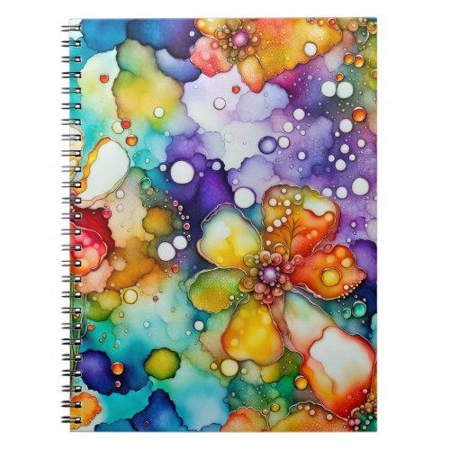 Floral and Bubbles Abstract Notebook
