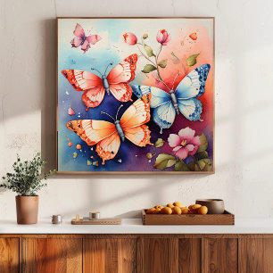 Floral and Butterfly Fine Art Print Chic 